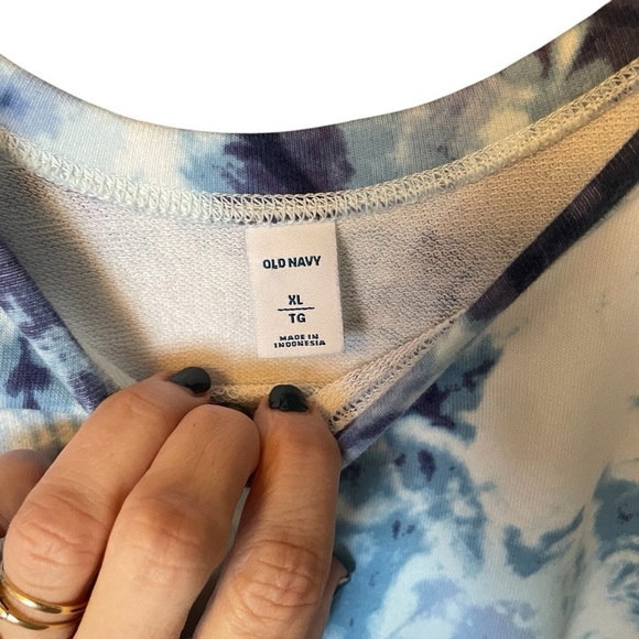 Old Navy Blue/White Tie Dye Terry Cloth Romper-Size XL NWOT - Picture 4 of 11